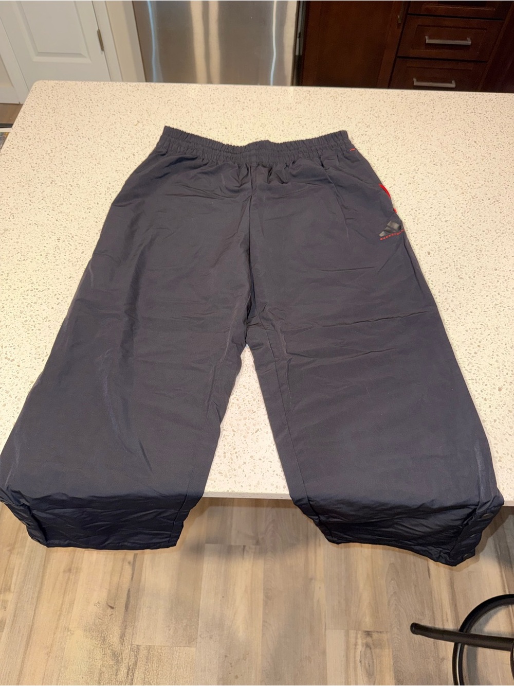 Black Elastic-Waist Cargo Bottoms - Adjustable Strings